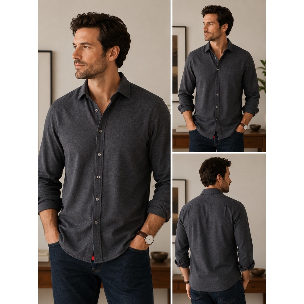 UNTUCKit Men's Charcoal Gray Long-Sleeve Button-Down Shirt